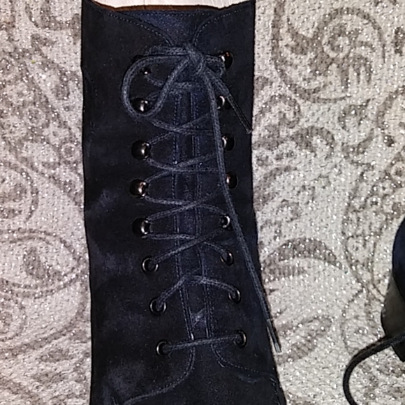 (SOLD)Chanel Classic Moto Combat Black Suede Boots - Picture 3 of 11